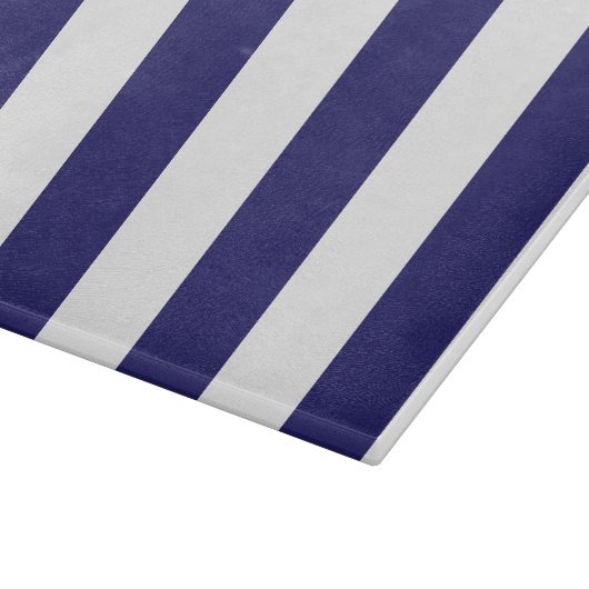 Planche à découper en verre rayé bleu et blanc (Coin)