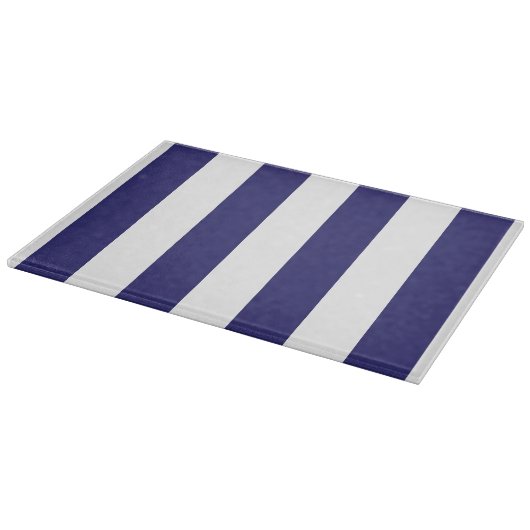 Planche à découper en verre rayé bleu et blanc (Coin)