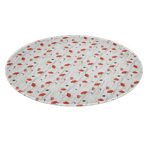 Planche à découper en verre ronde - Motif floral
