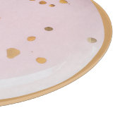 Planche à découper en verre rose avec taches dorée (Coin)