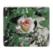 Planche à découper en verre rose blanc (Devant)