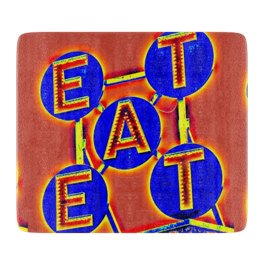 planche à découper en verre rouge/bleu (Devant)