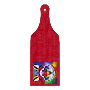 Planche à découper en verre rouge en forme de paga