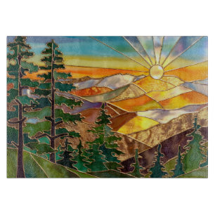 Planche à découper en verre Sunset Mountain Kitche