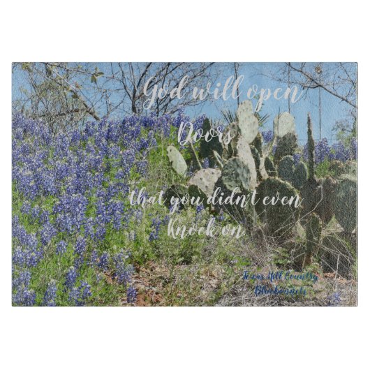 Planche à découper en verre Texas Bluebonnets avec (Devant)