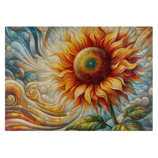 Planche à découper en verre tournesol (Devant)