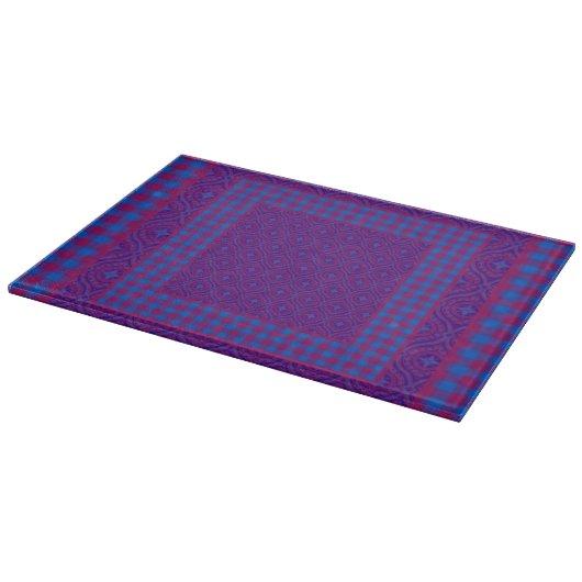 Planche à découper en verre violet et bleu, chèque (Coin)