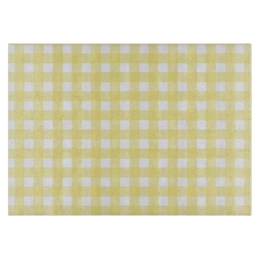 Planche À Découper En vichy jaune pâle et blanc (Devant)