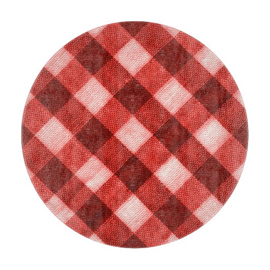 Planche À Découper En vichy rouge vif : texture rapprochée. (Devant)