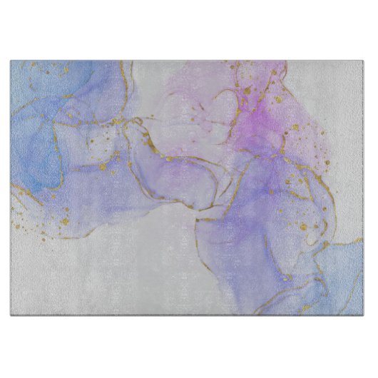 Planche À Découper Encre d'alcool rose, pourpre et bleu (Devant)