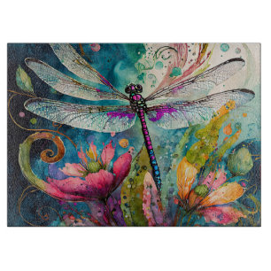 Planche À Découper Encre et Pinceau Dragonfly Aquarelle