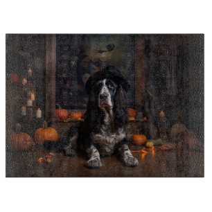 Planche À Découper English Cocker Spaniel Citrouilles Halloween Épouv