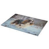 Planche À Découper English Toy Spaniel Laisser Neige Noël (Coin)