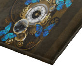 Planche À Découper Engrenages à vapeur et papillons bleus (Coin)