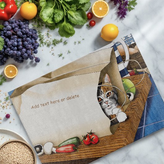 Planche À Découper Épicerie Papier Sac Chat Cuisine Bleu