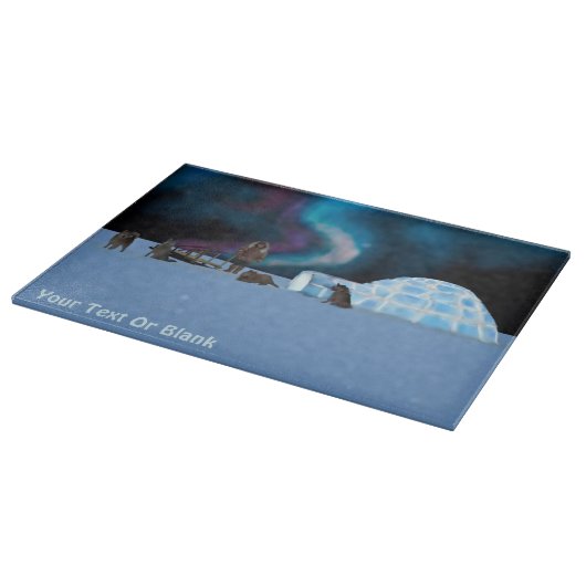 Planche À Découper Équipe D'Hommes, D'Igloo Et De Chiens Inuit (Coin)