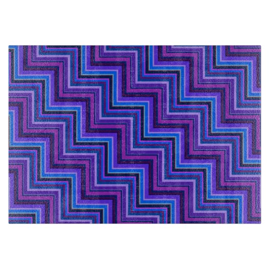 Planche À Découper Escaliers à rayures bleues et violettes (Devant)