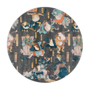 Planche À Découper Estampe japonaise de grenouille sur bois Kuniyoshi