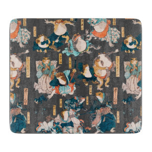Planche À Découper Estampe japonaise de grenouille sur bois Kuniyoshi