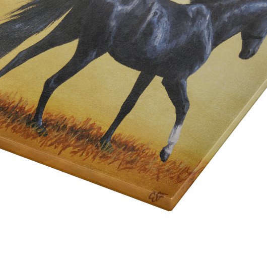 Planche À Découper Étalon noir du cheval de course (Coin)