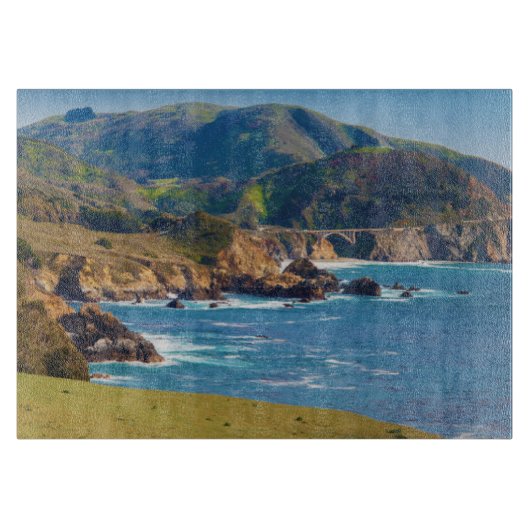 Planche À Découper États-Unis, Californie. Panorama De Big Sur Avec B (Devant)