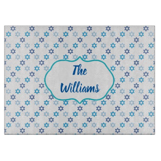 Planche À Découper Etoile de David Bleu et Blanc (Devant)