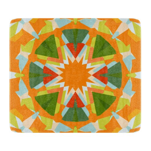 Planche À Découper Étoile verte orange vif Kitsch Eclectique (Devant)
