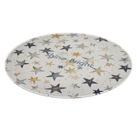 Planche À Découper Étoiles Bleues Argent Or (Coin)