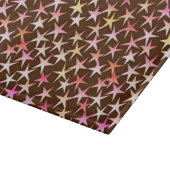 Planche À Découper Étoiles satinées, rose sur chocolat (Coin)