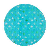 Planche À Découper étoiles satinées, vert pâle et bleu sur turquoise (Devant)