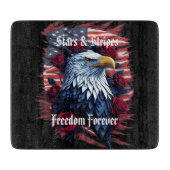 Planche À Découper Etoiles & Stripes USA Drapeau Aigle et Rose (Devant)