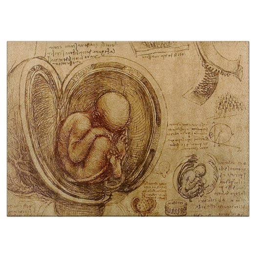 Planche À Découper Étude de foetus de bébé par Leonardo da Vinci (Devant)