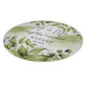 Planche À Découper Eucalyptus Verdure Blush Moderne Tendance Script (Coin)