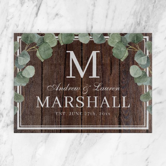 Planche À Découper Eucalyptus Verdure Bois foncé Couple Mariage Cadea