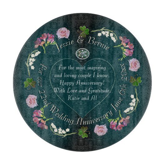 Planche À Découper Événement personnalisé Coeur floral (Devant)