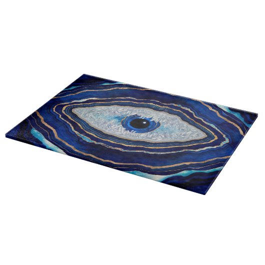 Planche À Découper Evil Bleu Agate Géode Ditital Art (Coin)
