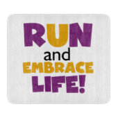 Planche À Découper Exécuter Embrasser la vie violet jaune (Devant)