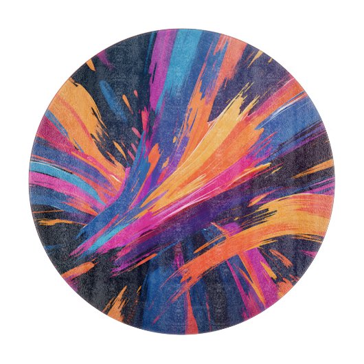 Planche À Découper Explosion de couleur aux coups de pinceau abstrait (Devant)