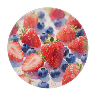 Planche À Découper Explosion de fraises et de myrtilles fraîches