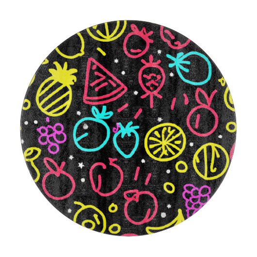 Planche À Découper Extravagance de fruits de néon (Devant)