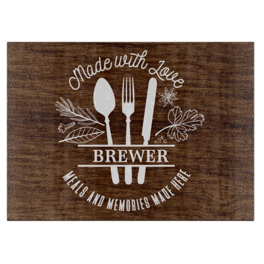 Planche À Découper Fabriqué Avec Amour Carte À Coupe Personnalisée (Devant)