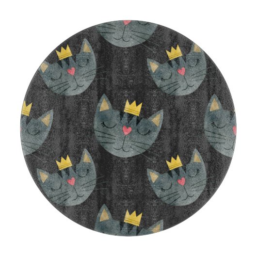 Planche À Découper Face de chat aquarelle, noir sans soudure. (Devant)