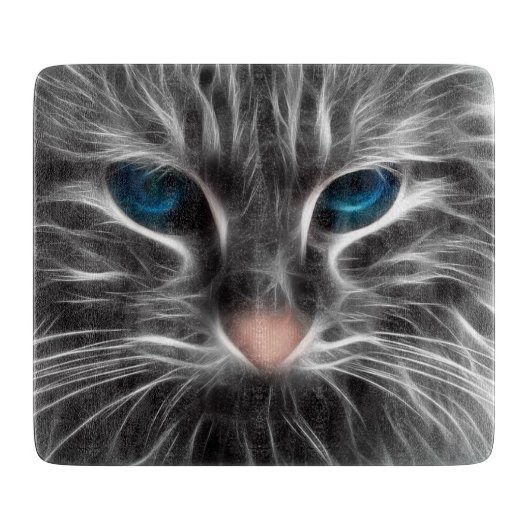 Planche À Découper Face de chat bleu magnifique (Devant)