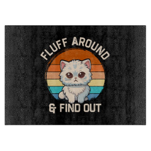 Planche À Découper Faire du Fluff et Découvrir Drôle Chat Rétro
