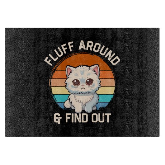 Planche À Découper Faire du Fluff et Découvrir Drôle Chat Rétro (Devant)
