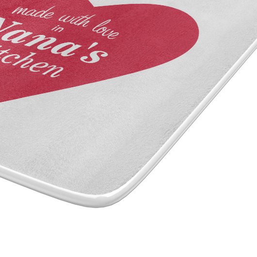 Planche À Découper Fait avec l'étiquette de nourriture d'amour (Coin)