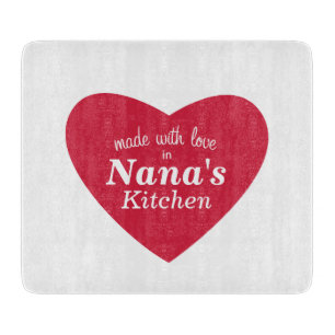 Planche À Découper Fait avec l'étiquette de nourriture d'amour