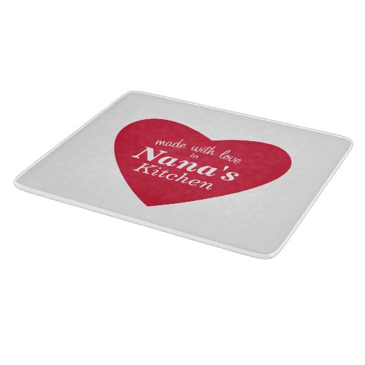 Planche À Découper Fait avec l'étiquette de nourriture d'amour (Coin)