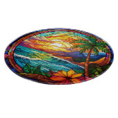 Planche À Découper falaises de plage tropicale vitrail (Coin)