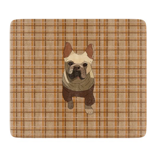Planche À Découper Fall Plaid French Bulldog (Devant)